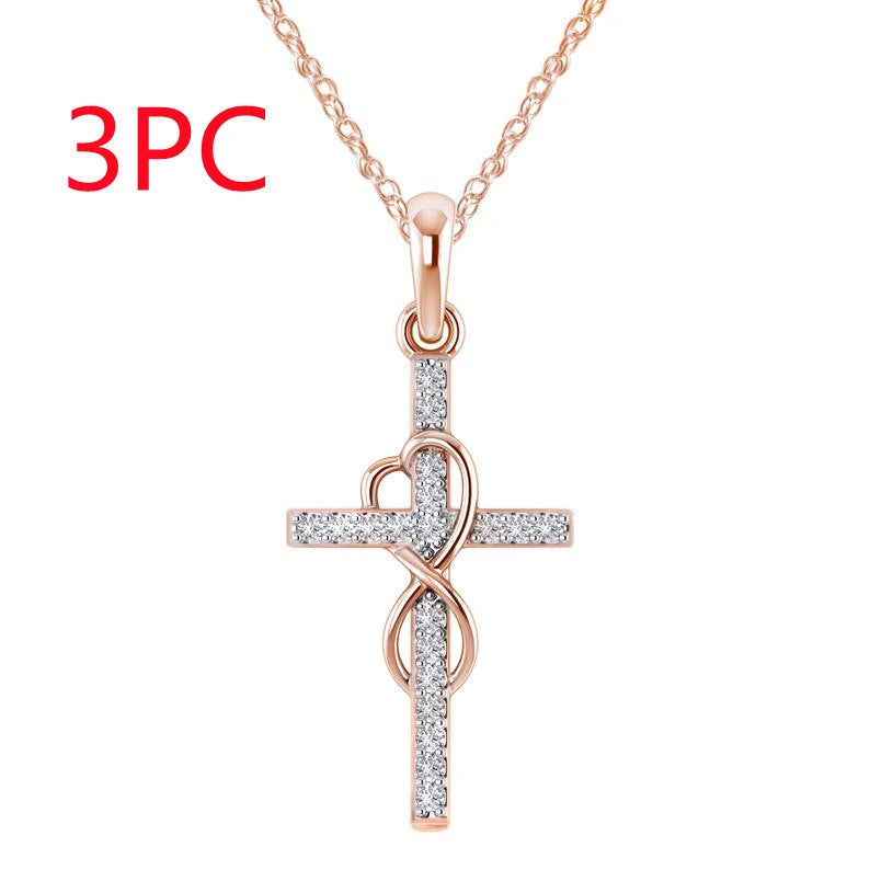 Crystal-Set Cross Pendant Necklace supplier gallery image 14