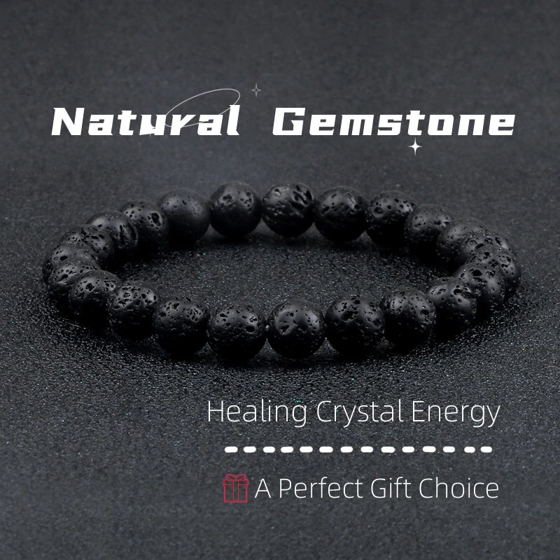 Natural Volcanic Stone Beads Black Bracelet supplier gallery image 2