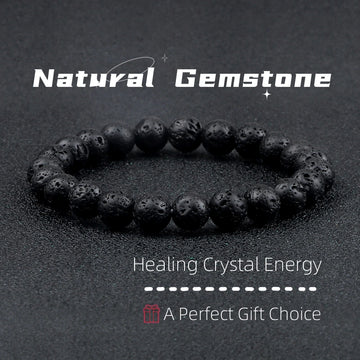 Natural Volcanic Stone Beads Black Bracelet supplier gallery image 2
