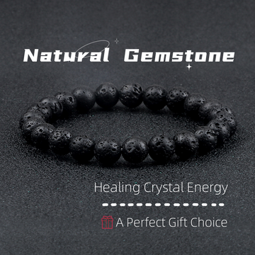 Supplier listing photo for Natural Volcanic Stone Beads Black Bracelet