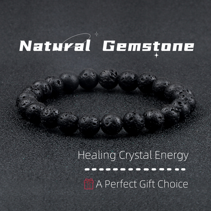 Supplier listing photo for Natural Volcanic Stone Beads Black Bracelet