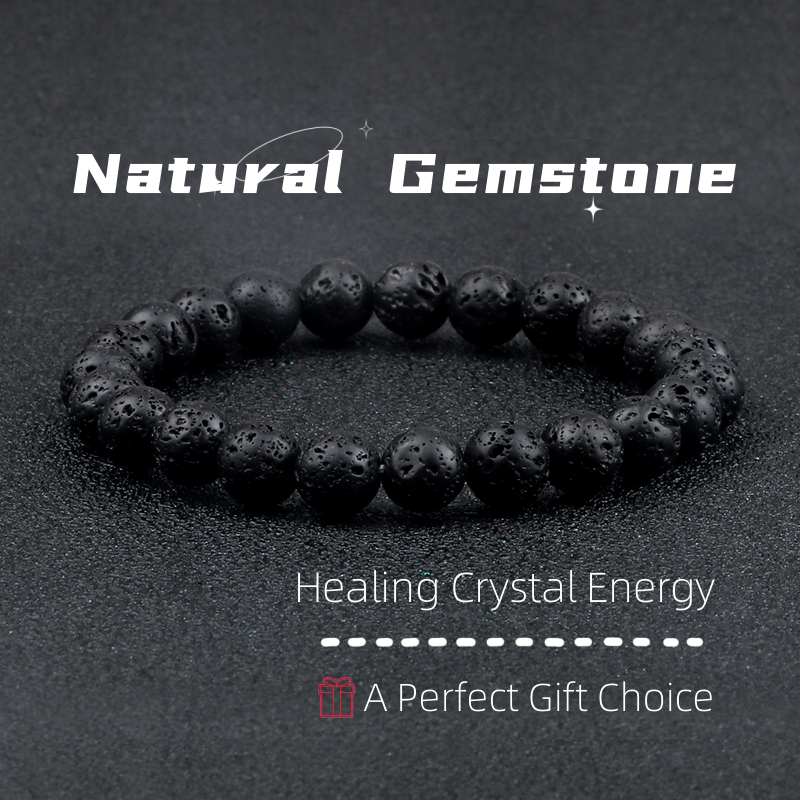 Supplier listing photo for Natural Volcanic Stone Beads Black Bracelet