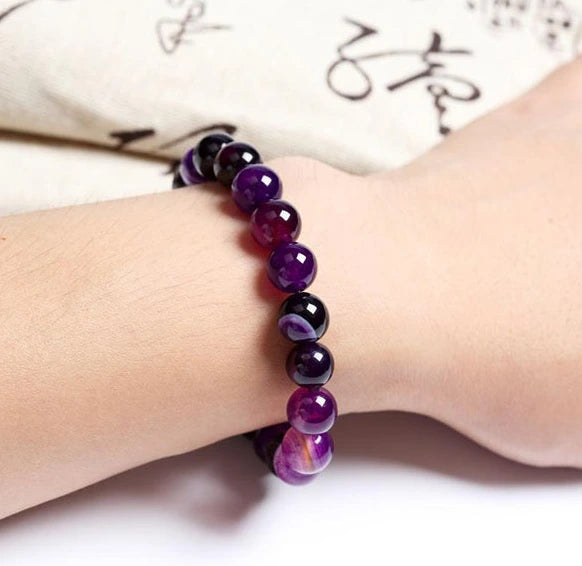 Purple Natural Stone Bead Bracelet, view 3