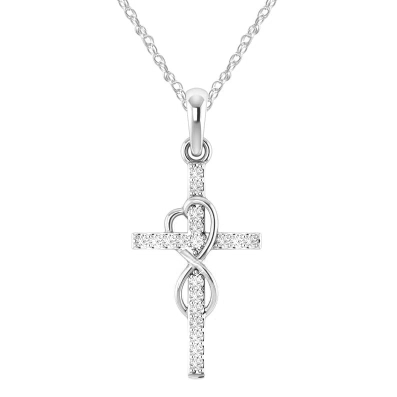 Crystal-Set Cross Pendant Necklace supplier gallery image 7