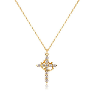 Rotating Crown Cross Pendant Necklace, view 7