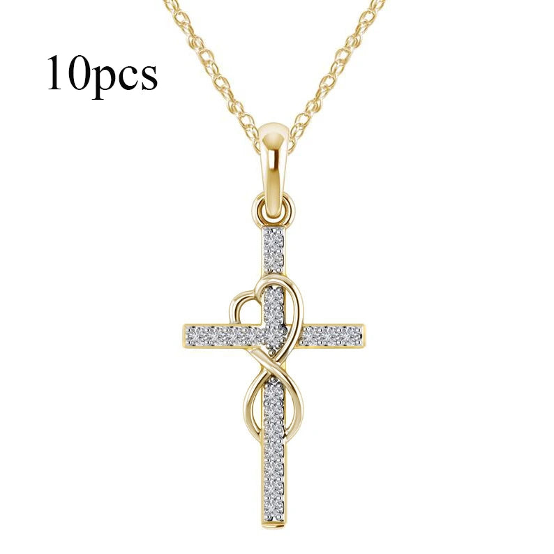 Crystal-Set Cross Pendant Necklace supplier gallery image 31