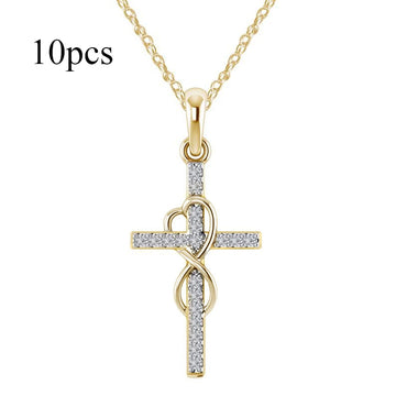 Crystal-Set Cross Pendant Necklace supplier gallery image 31