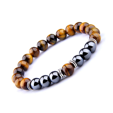 Tiger Eye & Obsidian Bead Bracelet, view 6