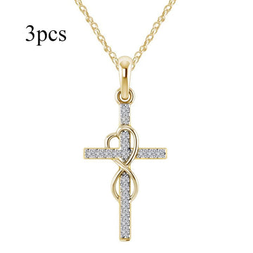 Crystal-Set Cross Pendant Necklace supplier gallery image 28