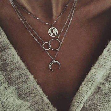 Fashionable Multilayer Boho Moon Map Necklace supplier gallery image 3