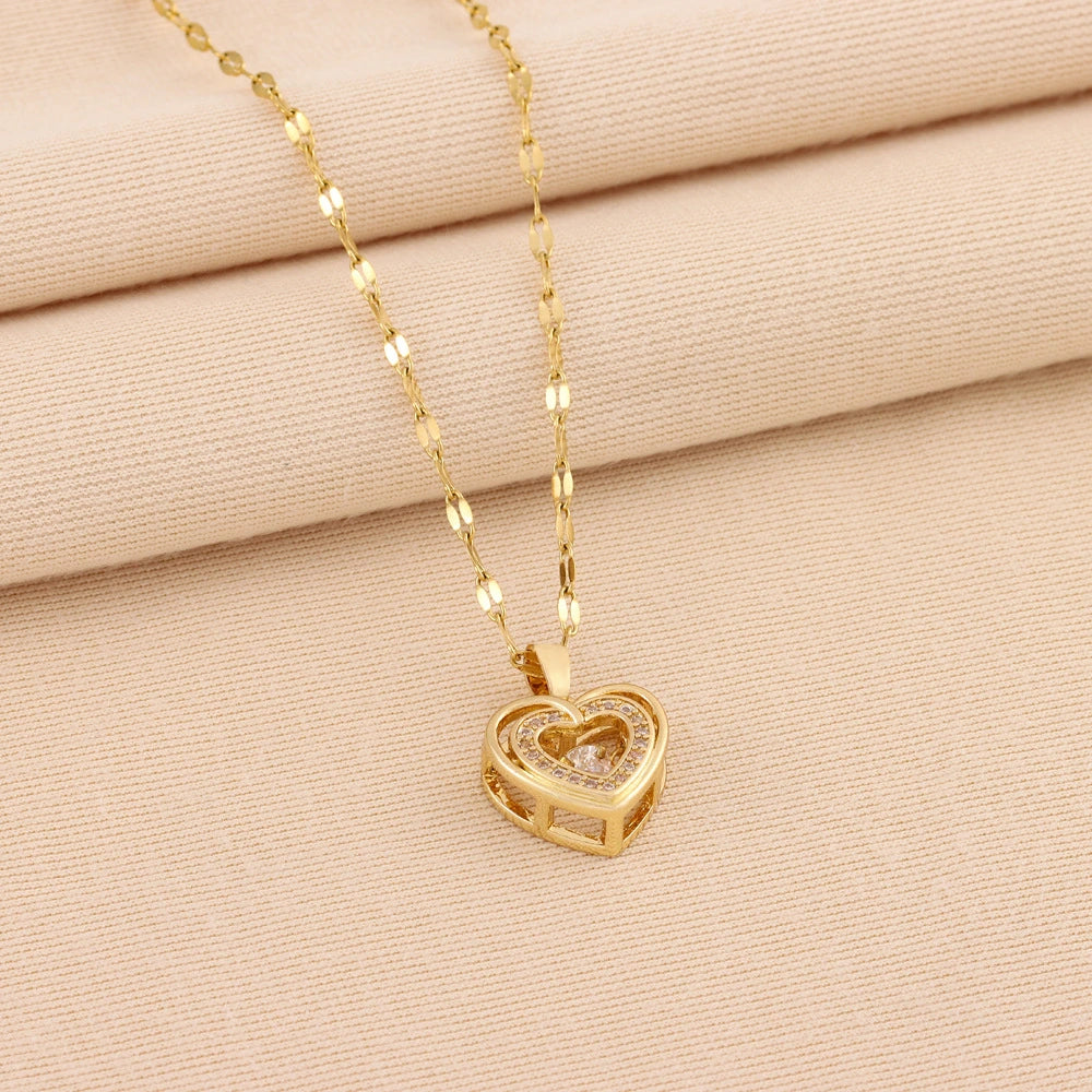 Double Layer Love Rhinestones Woman Necklace supplier gallery image 7
