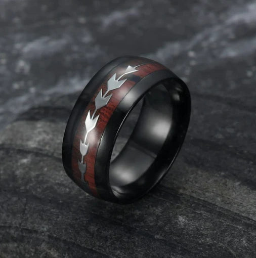 Wood Grain Arrow Inlaid Ring supplier gallery image 7