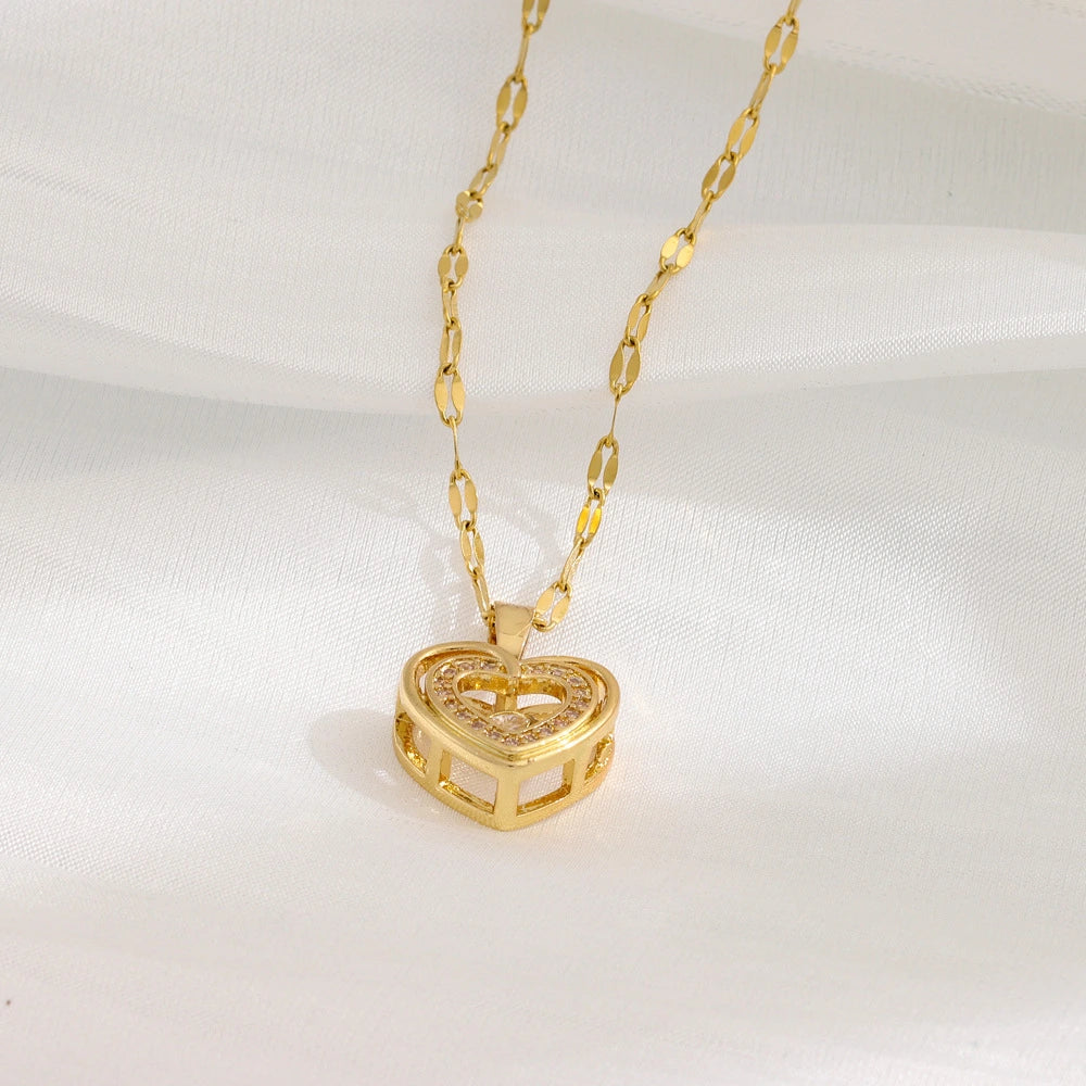 Double Layer Love Rhinestones Woman Necklace supplier gallery image 5
