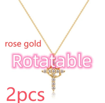 Rotating Crown Cross Pendant Necklace, view 16