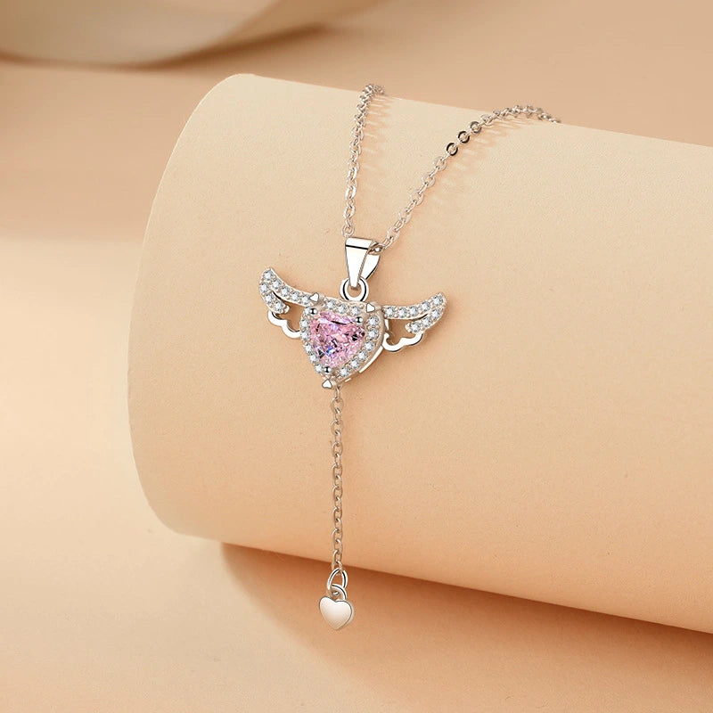 Moving Cupid Heart Angel Wings Necklace supplier gallery image 8