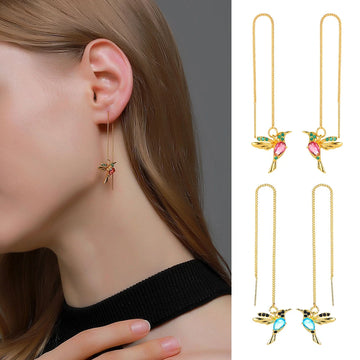 Unique Little Bird Drop Long Earrings supplier gallery image 3