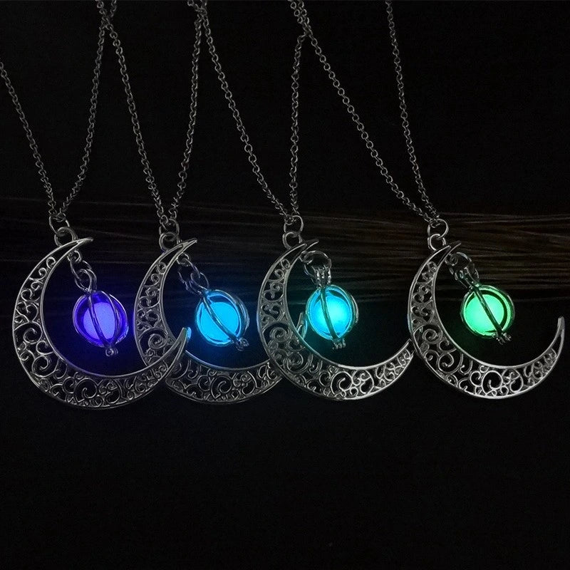 Glow-in-the-Dark Moon Pendant Necklace, view 10