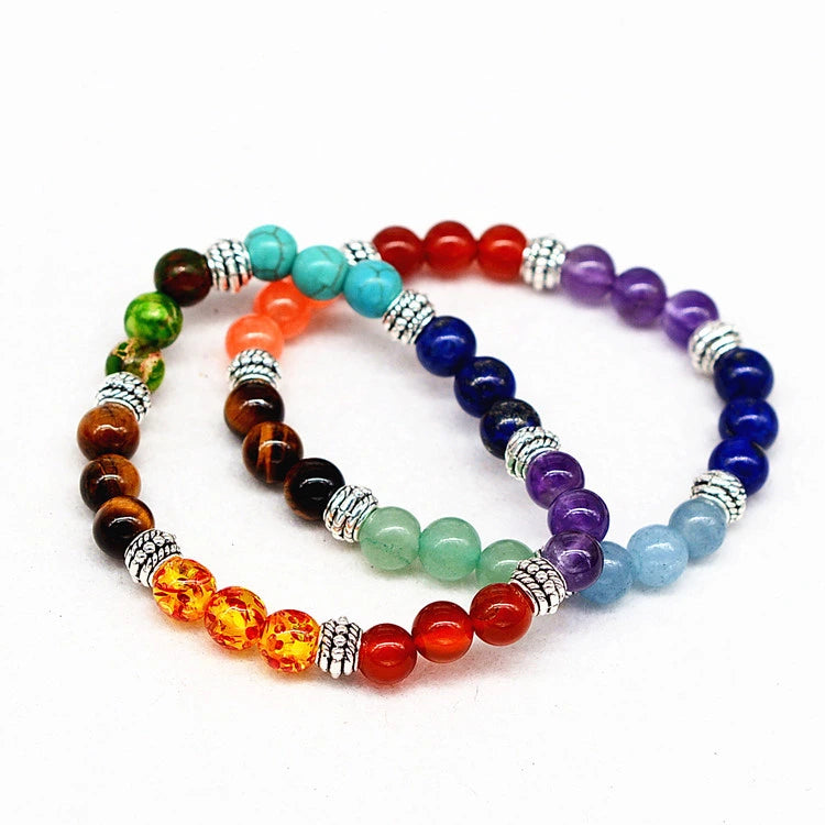 Seven Chakra Agate & Tiger Eye Bracelet, view 3