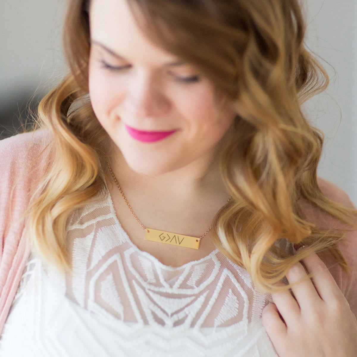 Horizontal Bar Pendant Necklace, view 6