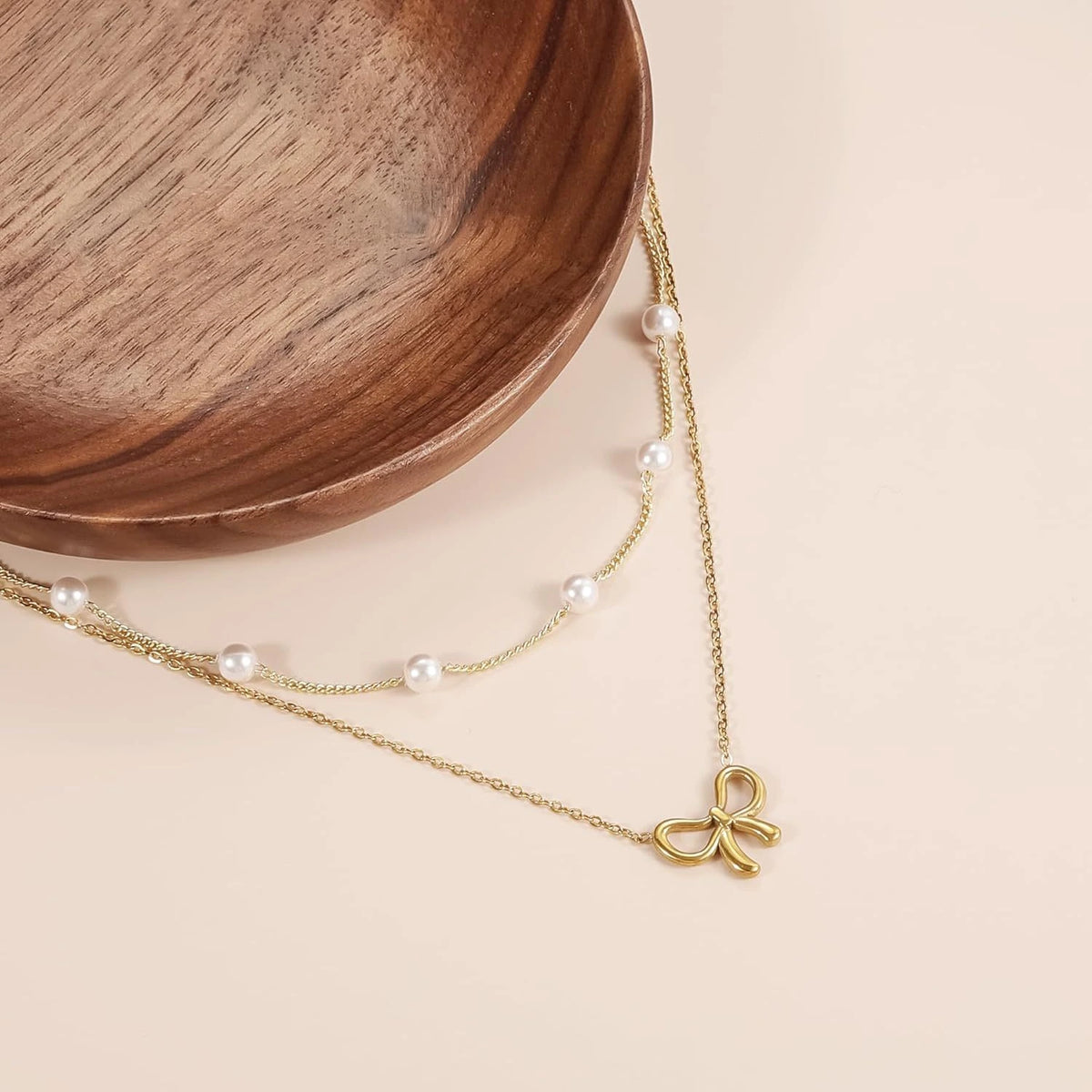 Pearl Double Layer Choker Gold Necklace supplier gallery image 4