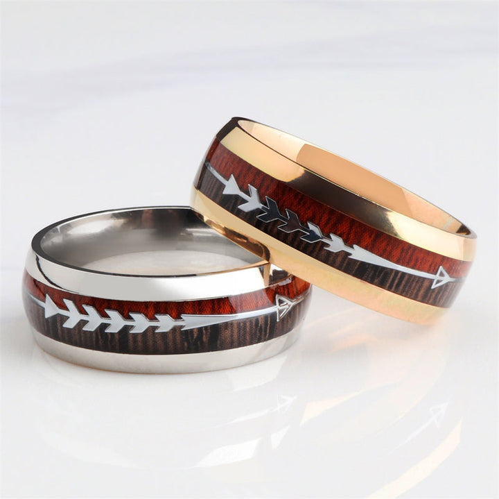 Supplier listing photo for Wood Grain Arrow Inlaid Ring