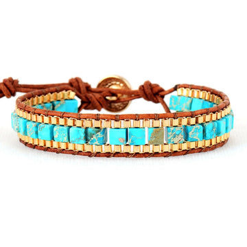 Imperial Stone Hand Woven Leather Bracelet supplier gallery image 4