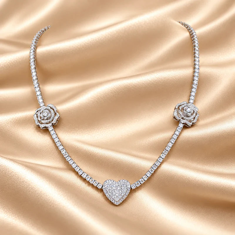 Generated concept artwork for Rose Moissanite Necklace; illustrative only, not an exact product photograph