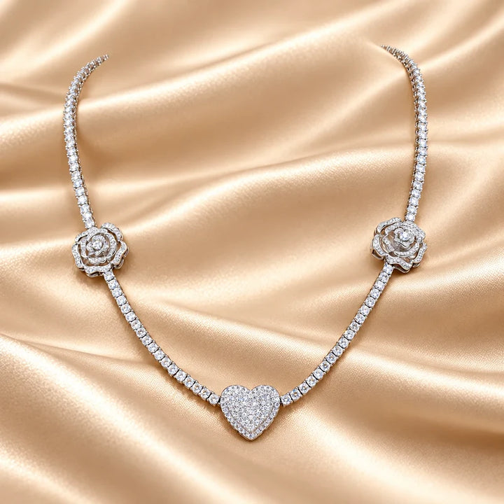 Generated concept artwork for Rose Moissanite Necklace; illustrative only, not an exact product photograph